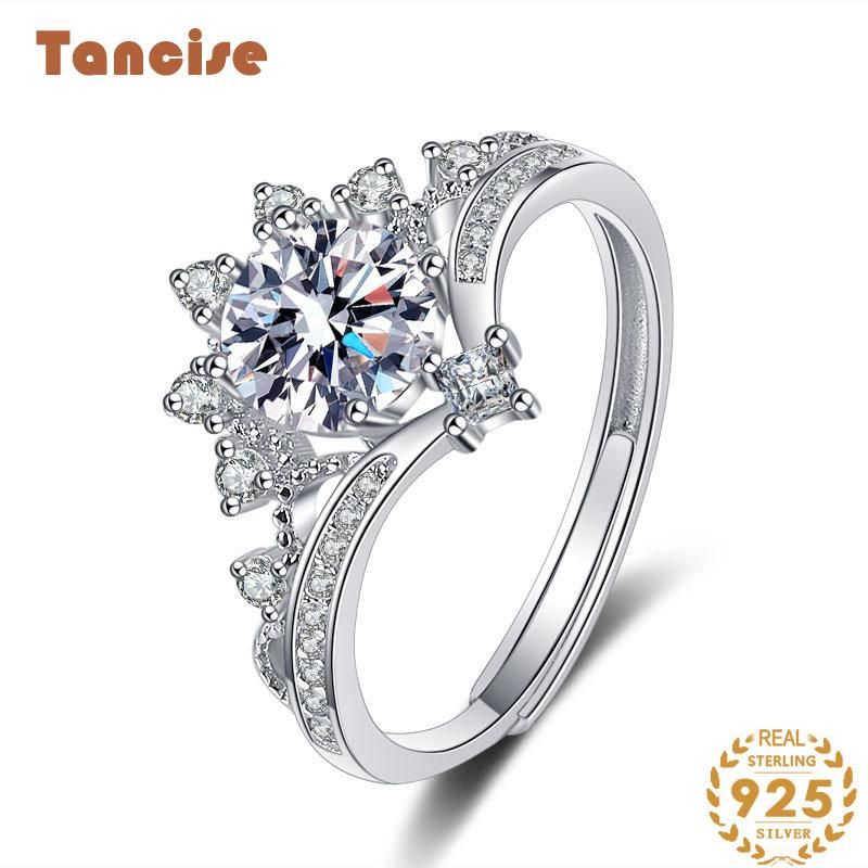 Tancise Classic Moissanite Silver Ring Ladies Jewelry Wedding Promise Party Gift_voghion.com