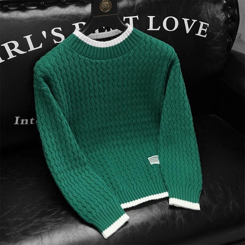 Herrkläder Höst Och Vinter Halv Turtleneck Tröja Herr Mångsidig Trendig Lösstickad Tröja Lat Tröja Varmbottentröja_voghion.com