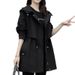 Damenbekleidung, Trenchcoat für Damen, mittellang, neuer Frühlings- und Herbststil, große Größen, locker-lässig, tailliert, mit Kapuze_voghion.com