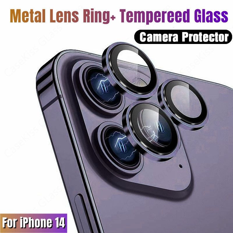 Metal Camera Lens Protector for iPhone 14 Pro Max Tempered Glass Metal Ring On iPhone 13 12 11 Back Lens Cover Protective Film_voghion.com