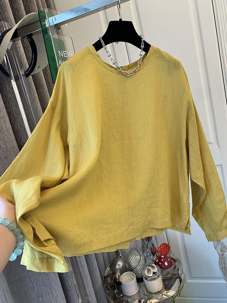 Maglietta a maniche lunghe casual e ampia con protezione solare Dopamine_voghion.com