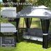 3-Seat Patio Swing Chair With Double Tier Canopy, Porch Swing Chair With Stand, Mesh Sidewalls, Cushioned Seat And Pillows, Gray_voghion.com