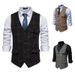 Herren Vintage-Karo-Anzugweste, Tweed-Weste für Herren_voghion.com