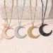 Stainless Steel Arabic Religious Moon Pendant Necklace For Women Vintage Geometric Moon Muslim Amulet Necklaces Ramadan Jewelry Gift_voghion.com