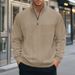 Men's Stand Collar Zip-Up Sweatshirt – Heavyweight Jacquard Pullover (Relaxed Fit, Winter Casual)_voghion.com