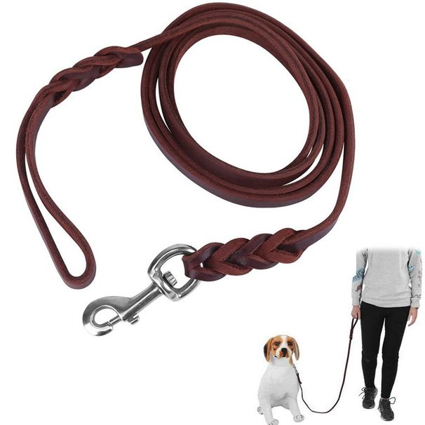 First Layer Cowhide Medium And Large Leash German Shepherd Golden Retriever Dog Chain Pet Supplies_voghion.com