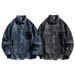 2024 Autumn High-quality Trendy Denim Men's Korean Version Pure Cotton Workwear Style Couple Long Sleeved Shirt Jacket_voghion.com