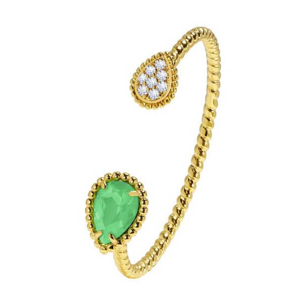 Bracciale da donna con perline e pietre preziose incastonate a griffe - Nuovi cristalli sintetici multicolori taglio goccia con apertura regolabile_voghion.com