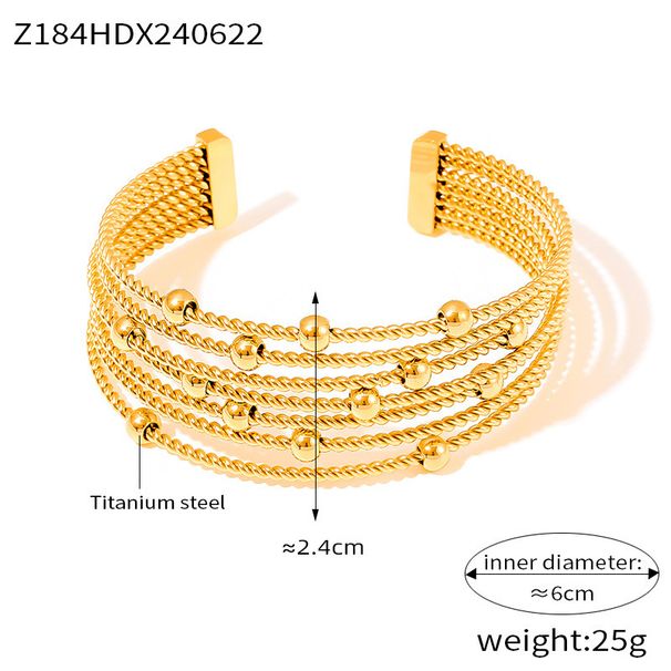 Vintage Fashion Multi-layer Fried Dough Twists String Steel Ball European And American Design Personalized Opening Titanium Steel Bracelet_voghion.com