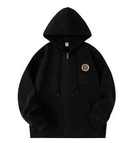 Unisex Oversized Zip-Up Hoodie – Embroidered Letter Patch & Streetwear Style_voghion.com