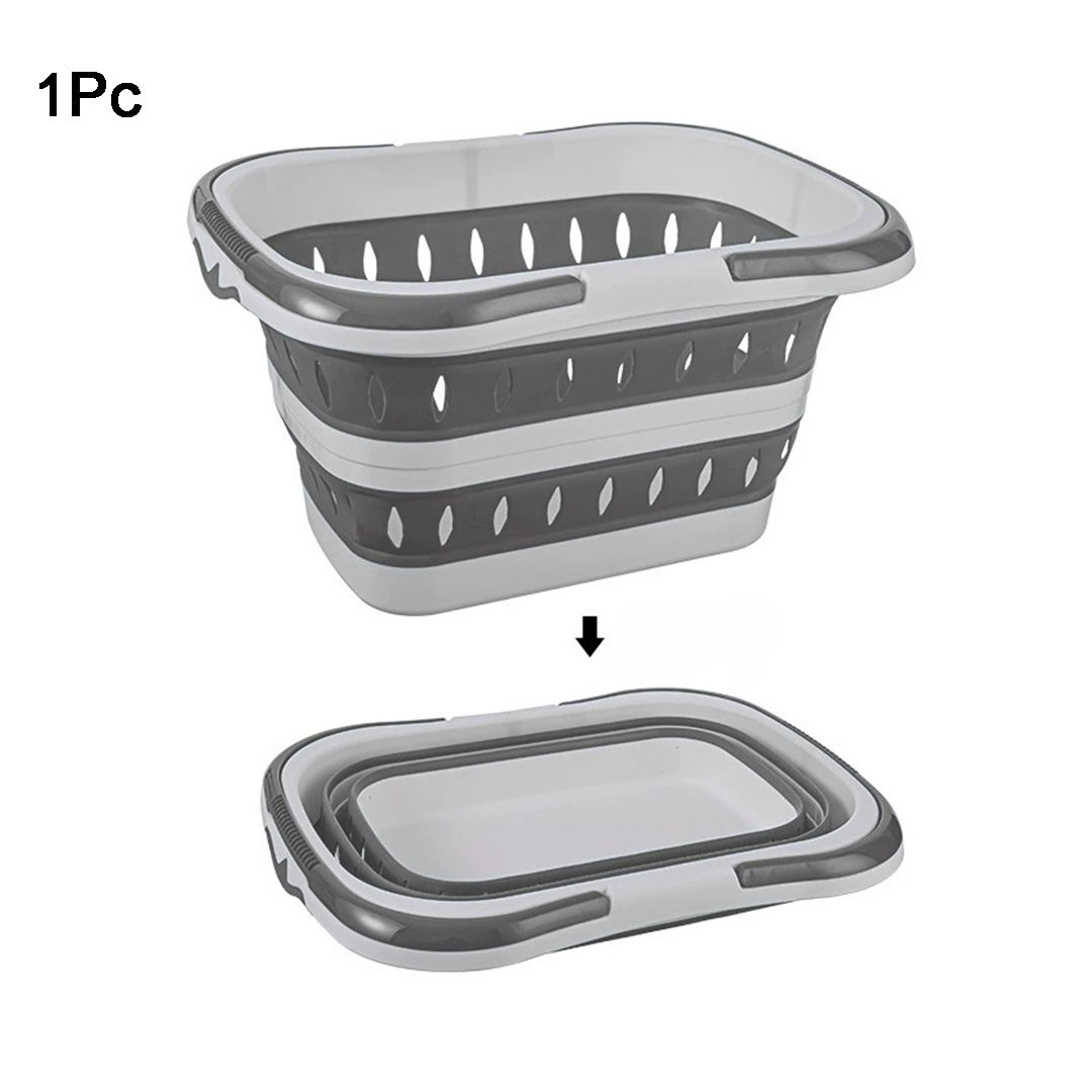 Foldable Collapsible Handled Laundry Basket Ellipse Oval Tub- Portable Washing Tub Space Saving Laundry Containers_voghion.com