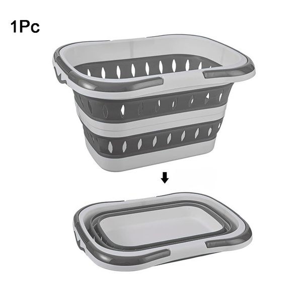 Foldable Collapsible Handled Laundry Basket Ellipse Oval Tub- Portable Washing Tub Space Saving Laundry Containers_voghion.com