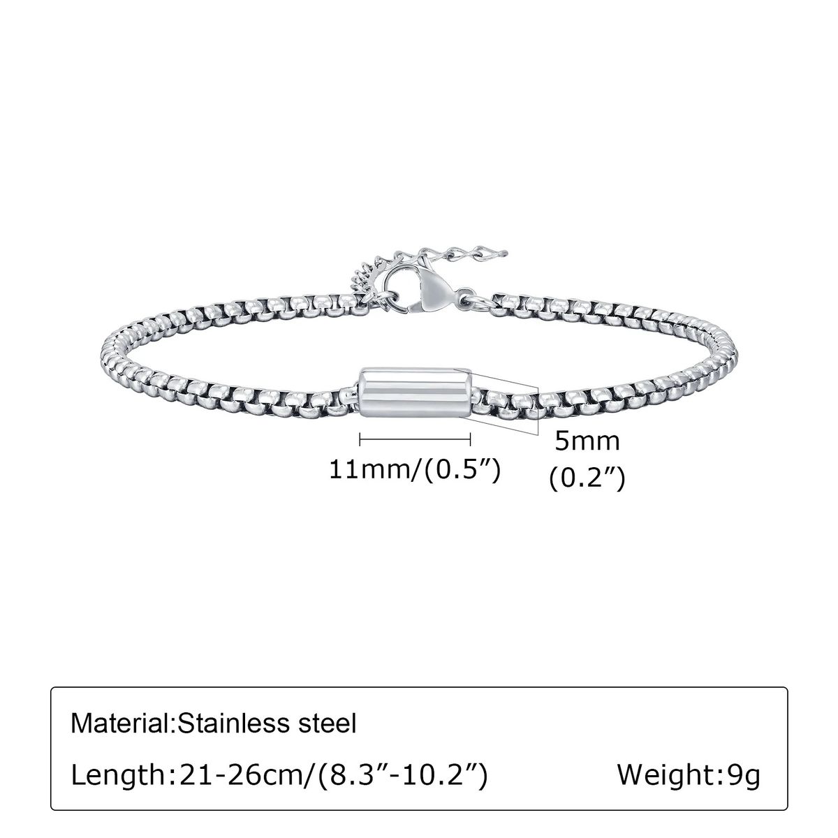 Edelstahl Quadrat Perle Kette Armband männer Mode Einfache Schmuck BR-2052_voghion.com