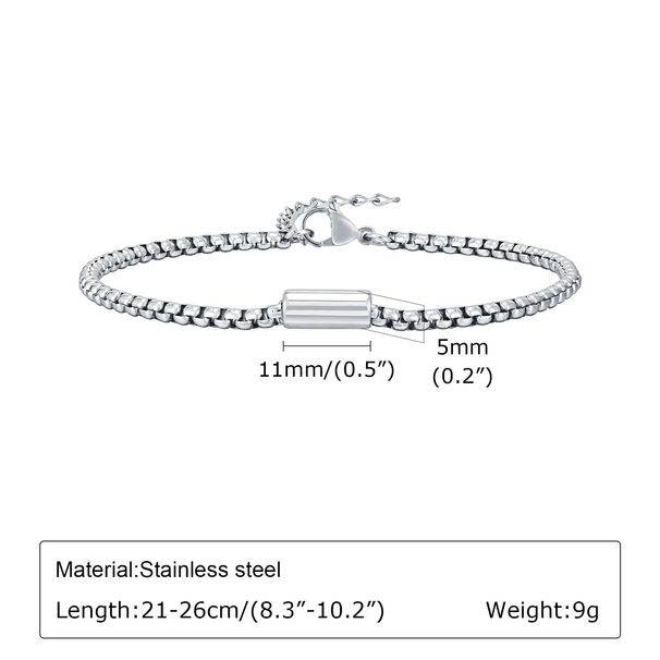 Edelstahl Quadrat Perle Kette Armband männer Mode Einfache Schmuck BR-2052_voghion.com