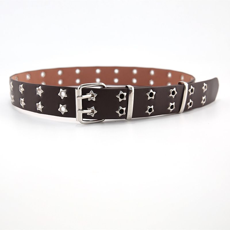 Punk Style Star Double Breasted Korean Version Jeans, Fashionable Decorative Belt, Corn Belt_voghion.com