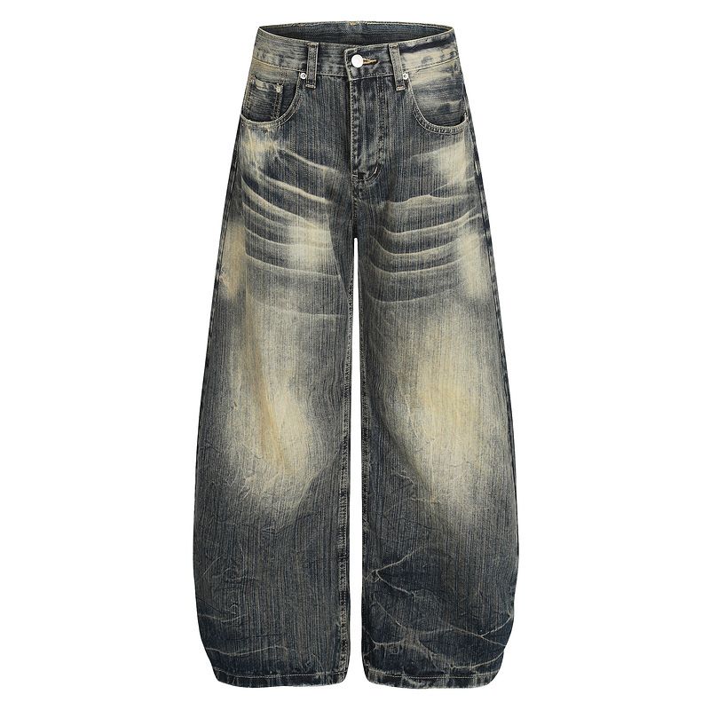 Vintage Washed Denim Jeans – Klassischer Relaxed Fit mit authentischen Whiskers und verblassten Details für eine saubere Ästhetik_voghion.com