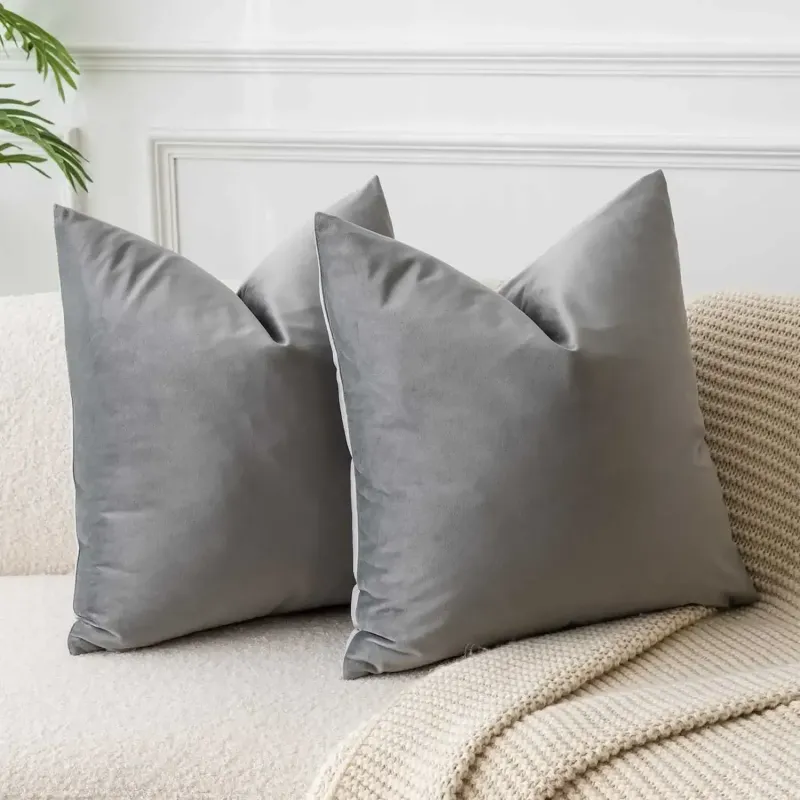 Dark Gray Cushion Cover 30x50cm Velvet Home Decorative 45x45cm Throw Pillow Cover For Living Room Sofa Lumbar Pillow Case 50x50_voghion.com