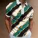 Pánské letní ležérní klopové polo tričko s krátkým rukávem a zipem, 3D tričko s krátkým rukávem, pánské top streetwear polo tričko_voghion.com