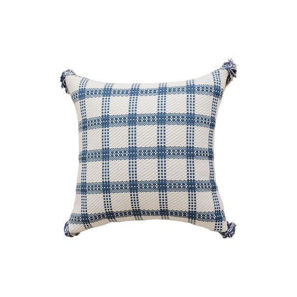 Cuscino per divano da soggiorno, comodino, multiuso, per auto, a righe, a pois, con nappe, serie blu 2025_voghion.com