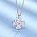 Versione Collana a quadrifoglio bifacciale per donna in bianco e nero con elemento in cristallo di diamante pieno, trasmissione in diretta in oro rosa_voghion.com