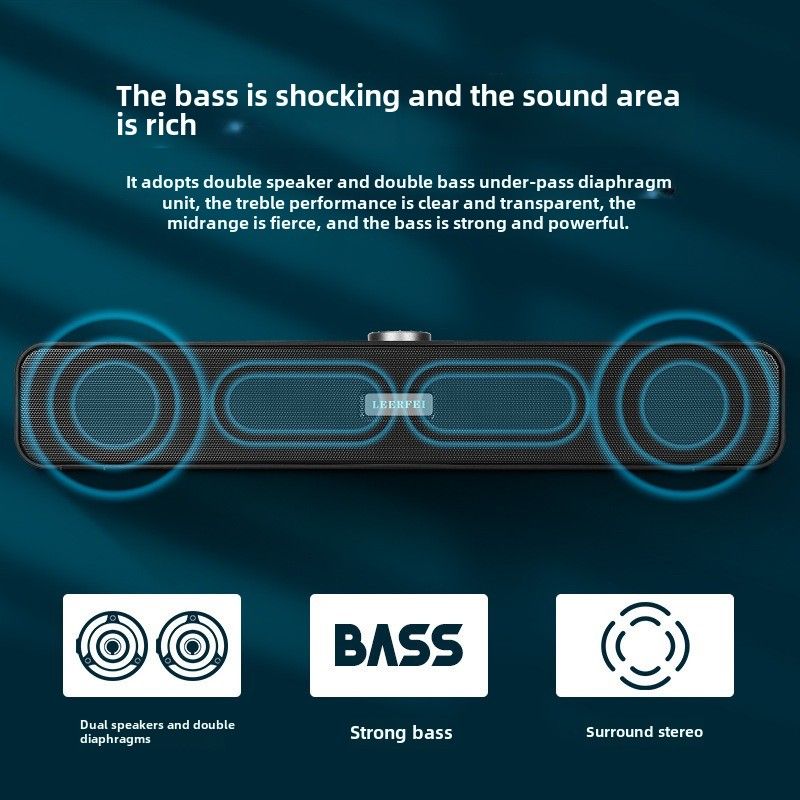 350BS Wired Desktop All-in-One Strip Sound Blaster Sound Bar Speaker, Laptop USB Bluetooth Speaker_voghion.com