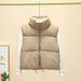 Gilet matelassé sans manches pour femme, léger, à col montant et fermeture éclair, coupe oversize, idéal pour l'automne/hiver, décontracté et professionnel._voghion.com