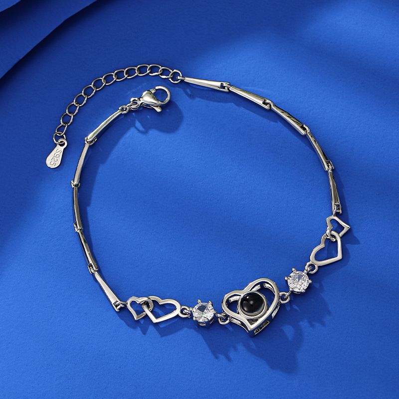 Mode Femme, Luxe Léger, 100 Langues, Je T'aime, Bracelet Projection, Cadeau Unique_voghion.com