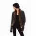 Luxury Merino Wool Coat With Fox Fur Collar – Oversized Cropped Blazer In Distressed Grey (S/M, Textured Weave, Acrylic-Nylon Blend)_voghion.com