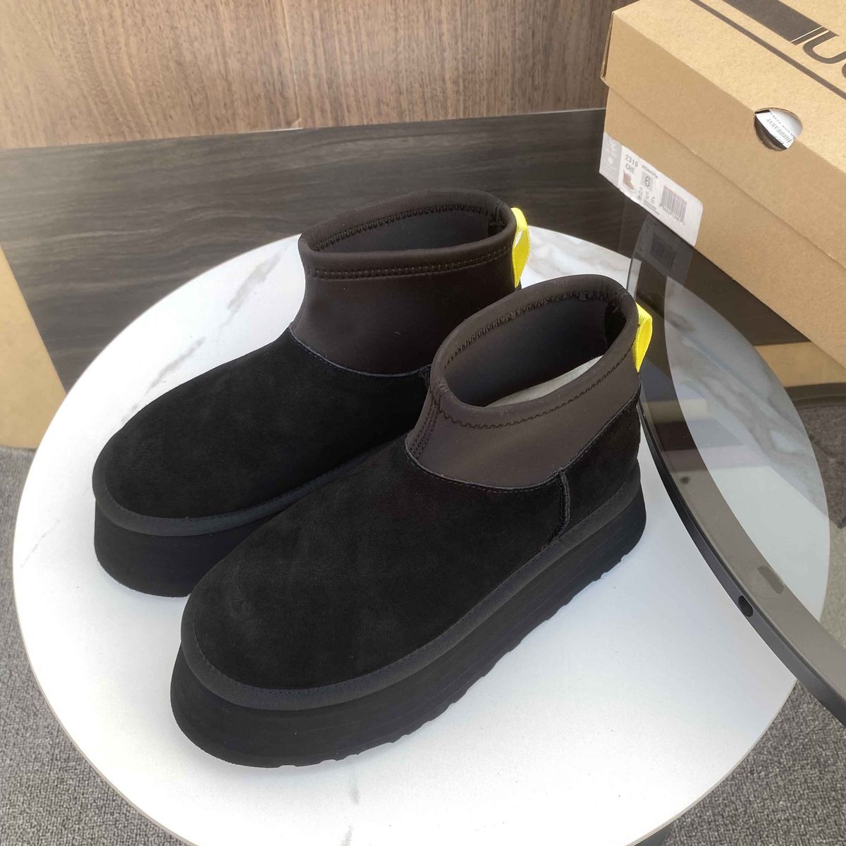 Bottes de neige chaudes en fourrure à semelle épaisse et profonde pour femme, chaussures d'hiver 2024, talon plateforme, confortables, décontractées, élastiques, courtes_voghion.com