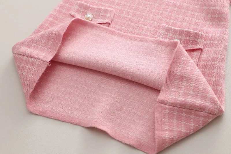 Robe pull tricotée à petits carreaux pour enfants, nouvelle collection automne/hiver, vent parfumé, poche à carreaux, trésor pour femmes_voghion.com