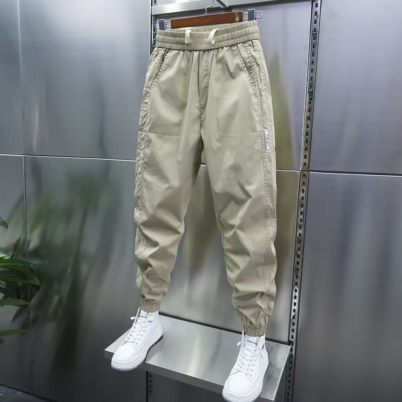 Herrenbekleidung Herbst Neue einfarbige Freizeithose Gespleißte Haremshose mit Stretch-Bein Stil Slim Fit Hose_voghion.com