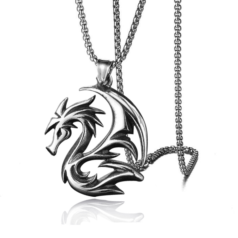 Collana con ciondolo drago volante in stile gotico, regalo per feste di gioielli con collana dal design unico, di lusso squisito, personalità retrò_voghion.com