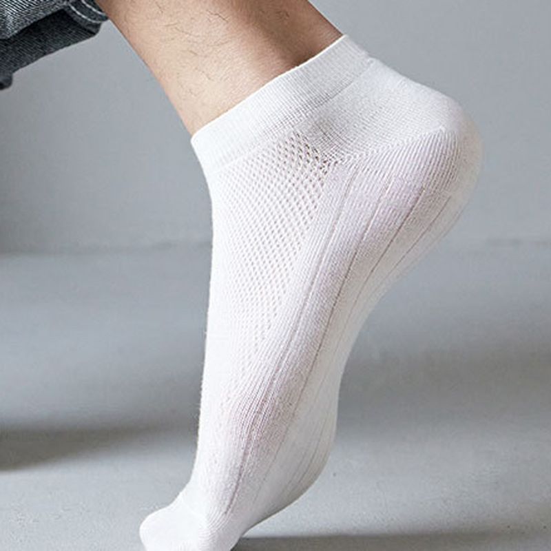 Summer socks socks spring and summer mid-calf socks men's cotton sports basketball socks short socks white breathable mesh_voghion.com