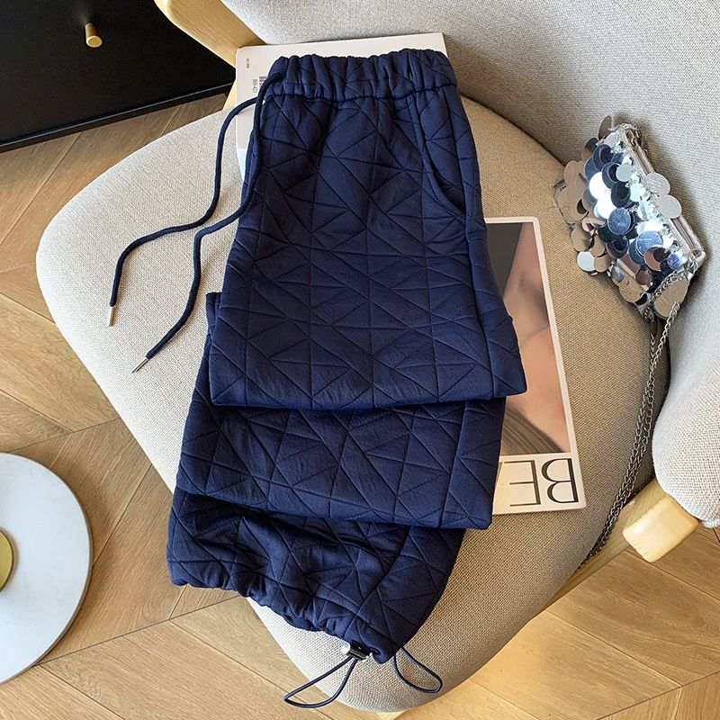 Ženska oblačila New Diamond Pressure Line ohlapne bombažne hlače ravne odebeljene široke hlače hlače za prosti čas ženske_voghion.com