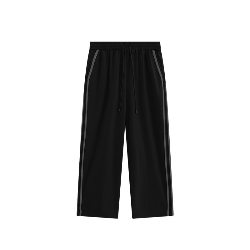 ​​Herrenhose mit Retro-Streifen und weitem Bein – Streetwear-Stil der 90er, atmungsaktives Polyester, lockere Passform für Freizeit und Sport (Schwarz, Armeegrün, Khaki, Dunkelgrau)​_voghion.com