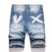New Summer Distressed Painted Men's Five-Point Denim Shorts Trendy Slim Straight Pants_voghion.com