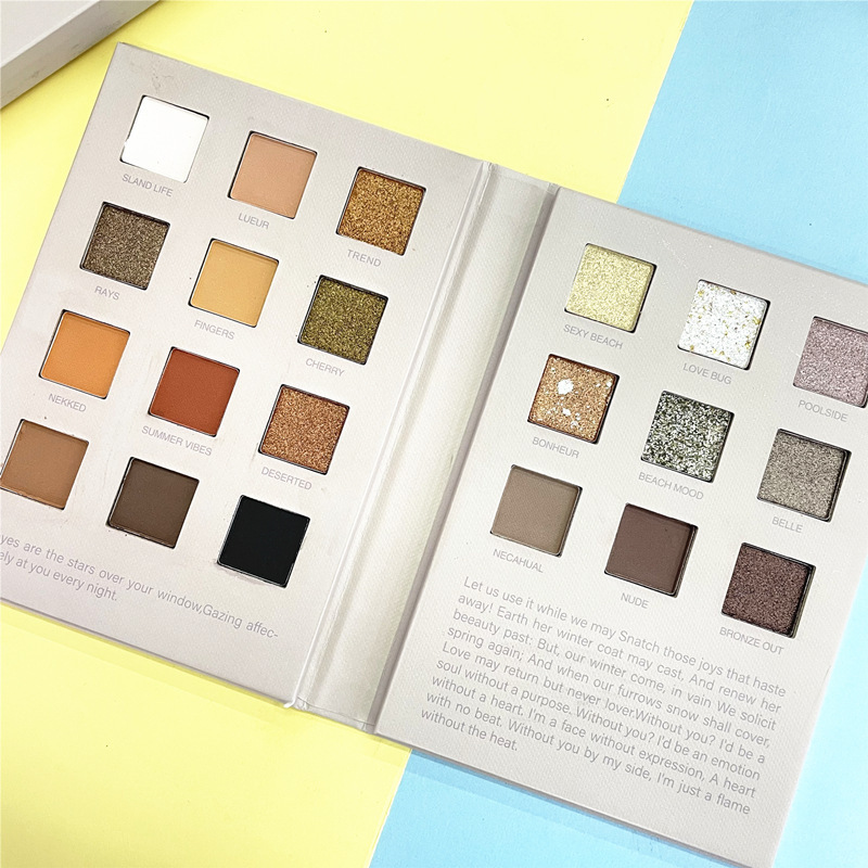 Piastra per il trucco dell'ombretto opaco perlescente in modalità libro a 21 colori_voghion.com