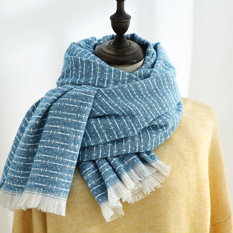 Schal weibliche neue licht farbe gestreiften plaid quaste winter frische schal süße kaschmir schal_voghion.com