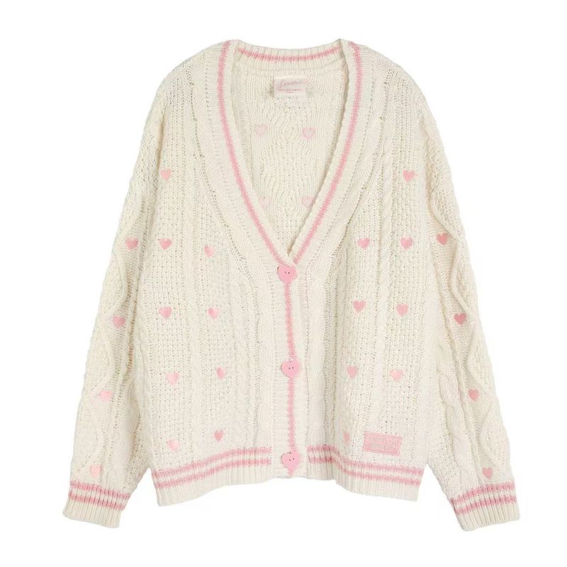 Cardigan in maglia boho chic con scollo a V e finiture a contrasto – Maglione oversize all'uncinetto per donna, vestibilità comoda e casual, moda autunnale_voghion.com