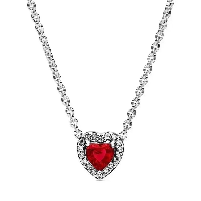 Collana a forma di cuore in argento S925 placcato rame bianco della serie Love_voghion.com