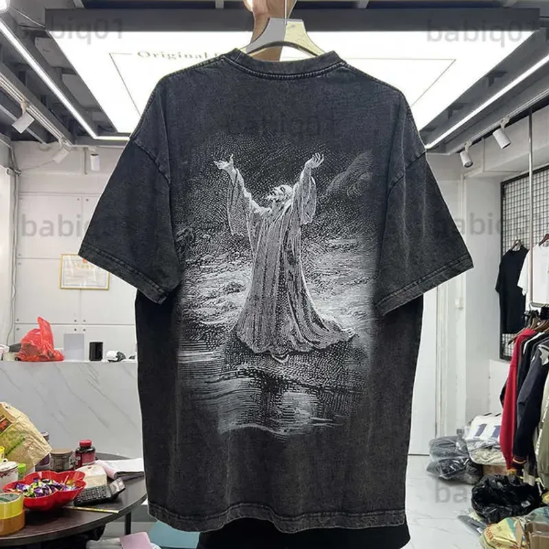 T-shirt da uomo 2023ss T-shirt in tessuto pesante lavato vintage T-shirt da donna di alta qualità T-shirt oversize T230321_voghion.com