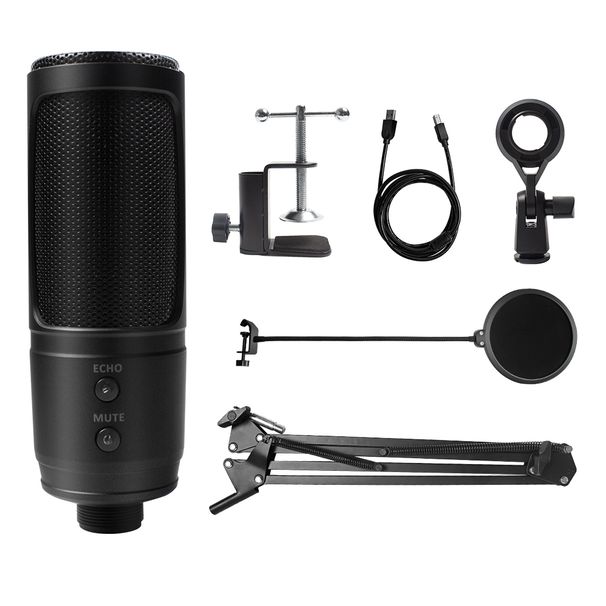 Mikrofon Usb för PC Kondensator Dator Mikrofonsats Mute And Echo för Studio Podcast Streaming Musikinspelning_voghion.com