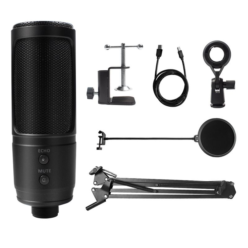 Micrófono Usb para ordenador condensador, Kit de micrófono silencioso y eco para estudio, Podcast, transmisión de música y grabación_voghion.com