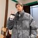 Hue Hue PU Leather For Men Winter Metal Airplane Buckle American Style Coat Thickened Warm Loose Puffer Cotton Padded Jacket_voghion.com
