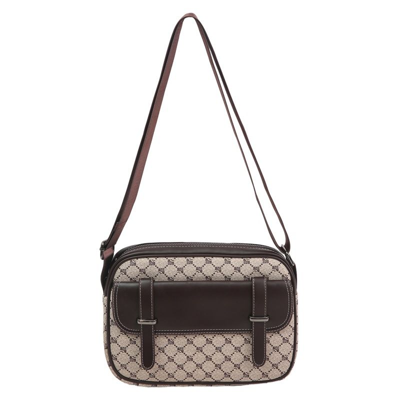 Borsa a tracolla alla moda a quadri per uomo e donna - Borsa a tracolla leggera in PU con design impermeabile, perfetta per lavoro e viaggi (28x7x20 cm)_voghion.com