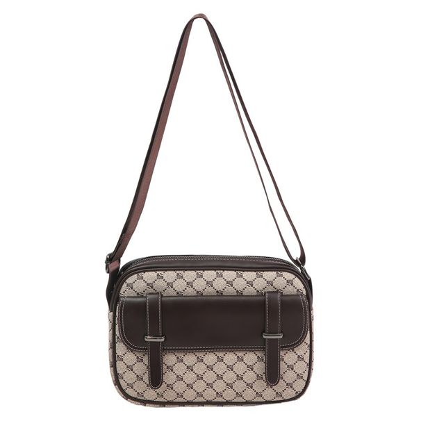 Borsa a tracolla alla moda a quadri per uomo e donna - Borsa a tracolla leggera in PU con design impermeabile, perfetta per lavoro e viaggi (28x7x20 cm)_voghion.com