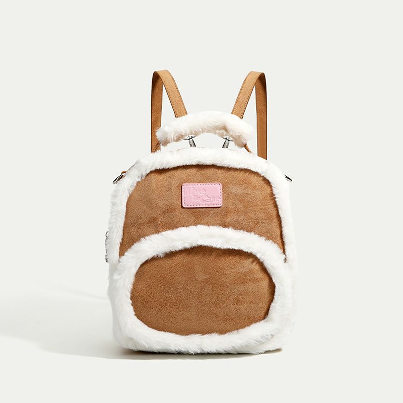 Handtasche, Damen-Rucksack aus Lammwolle und Wildleder, Hunderte tragbarer Umhängetaschen, 2025, Frühling und Sommer, neue modische Hunderte_voghion.com