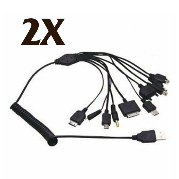 2X 10 In 1 Universal Multi USB Ladegerät Kabel Adapter Handy Auto DVD IPod_voghion.com