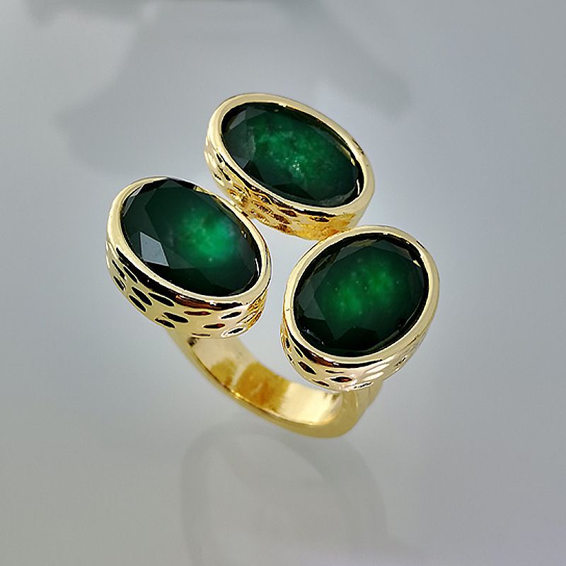 Rongyu Gold-plated Jade Ring, Fashionable And Exaggerated Ring_voghion.com