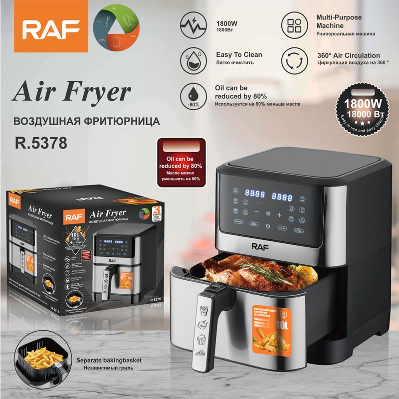 Friggitrice elettrica RAF EU Standard Transfrontaliera, grande capacità, multifunzione, Smart Home, display digitale, 8L, staccabile_voghion.com